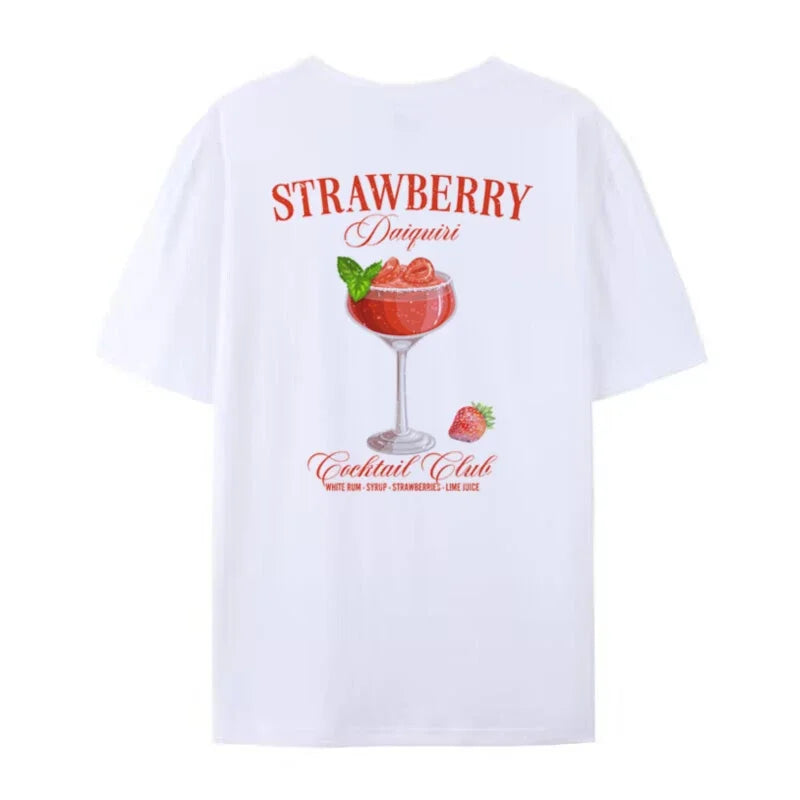T-shirt - Oversized Daquiri - Bawełna, Unikalny nadruk z tyłu - Idealny na co dzień