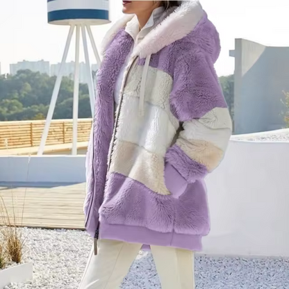 Sabina - Elegancki pluszowy płaszcz oversize