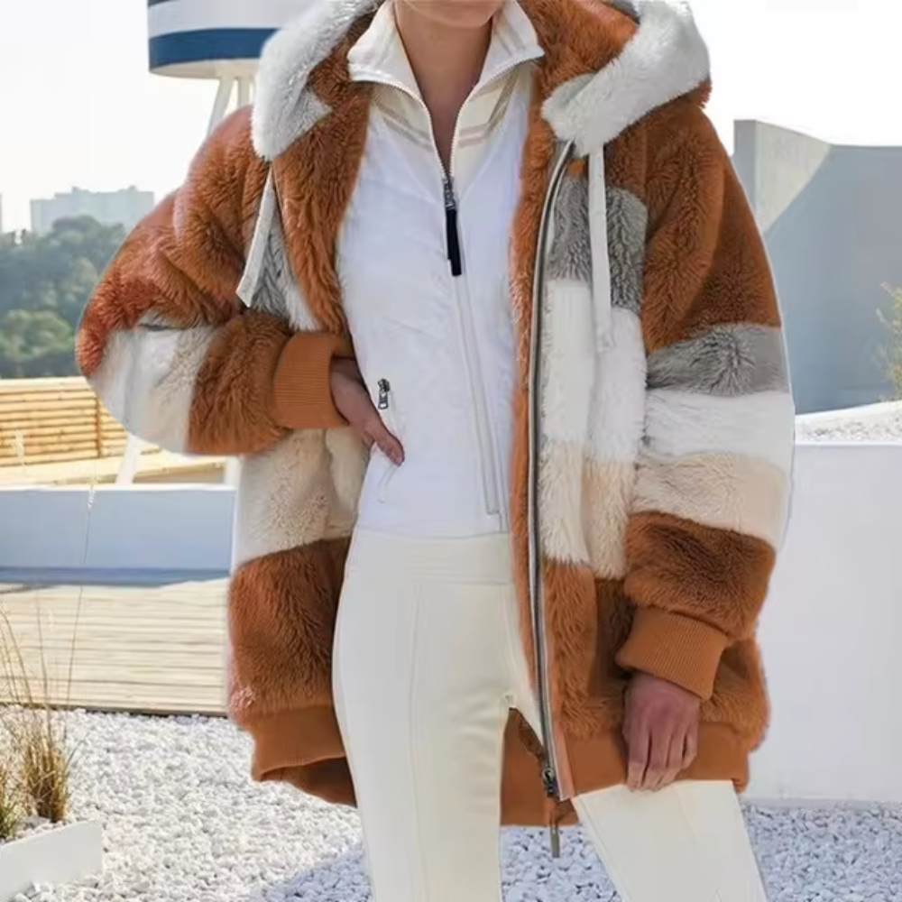 Sabina - Elegancki pluszowy płaszcz oversize