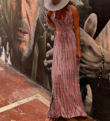 Benilda - Seksowna sukienka bez rękawów w stylu boho z odkrytymi plecami