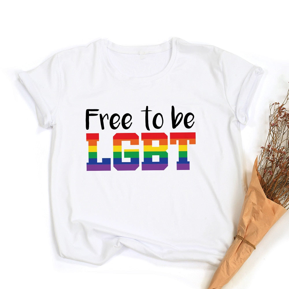 Tęczowa koszulka z grafiką Peace Love Equality | LGBT Pride Retro Summer Top