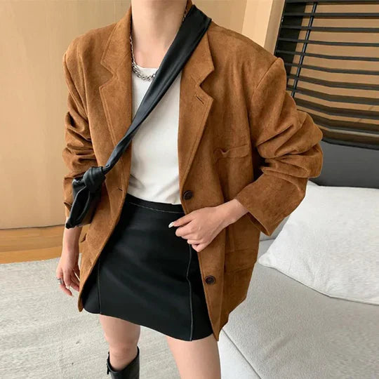 Tanja - brązowa kurtka damska w stylu retro