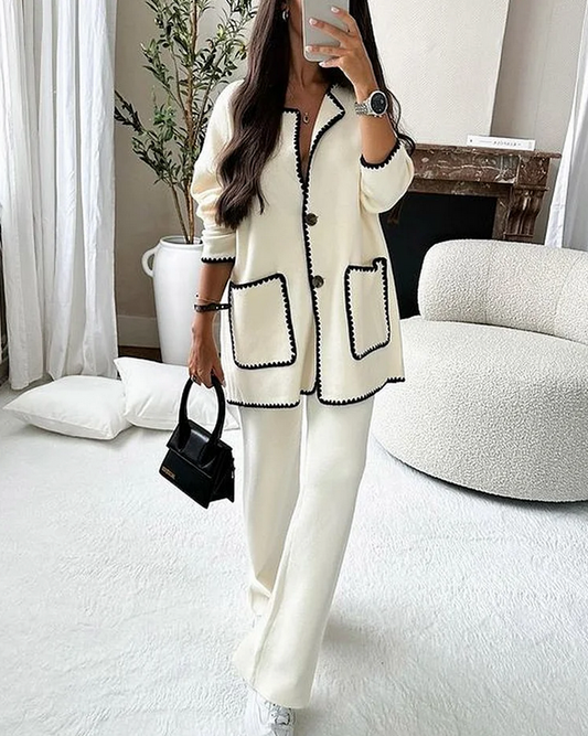 Elena - Zestaw damskich spodni z długim rękawem Essentials White