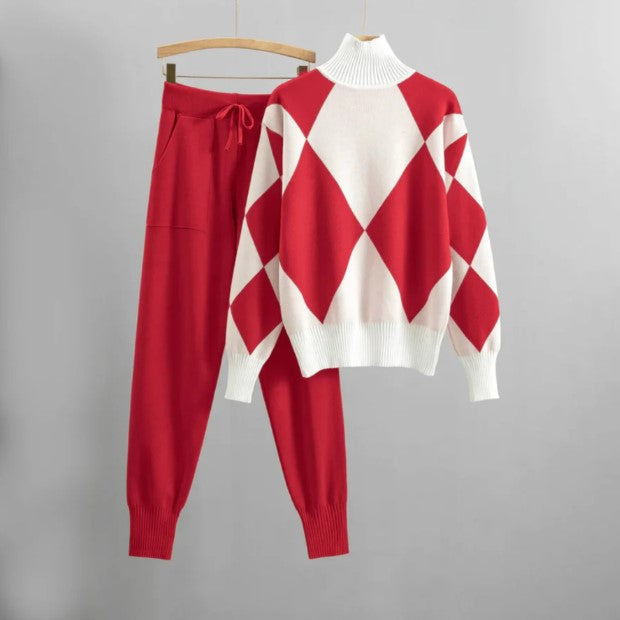 Heidi Fashion - Szykowny i stylowy jesienny zestaw do biegania ze swetrem i spodniami dla kobiet