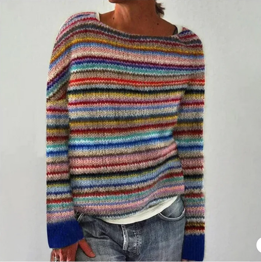 Sweter z dzianiny w paski