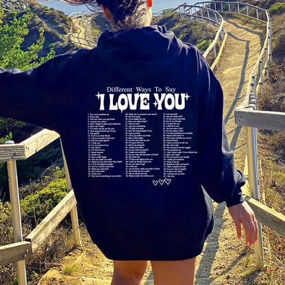 Clara | Bluza z kapturem z hasłem "I Love You" w różnych językach
