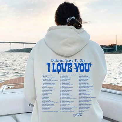 Clara | Bluza z kapturem z hasłem "I Love You" w różnych językach