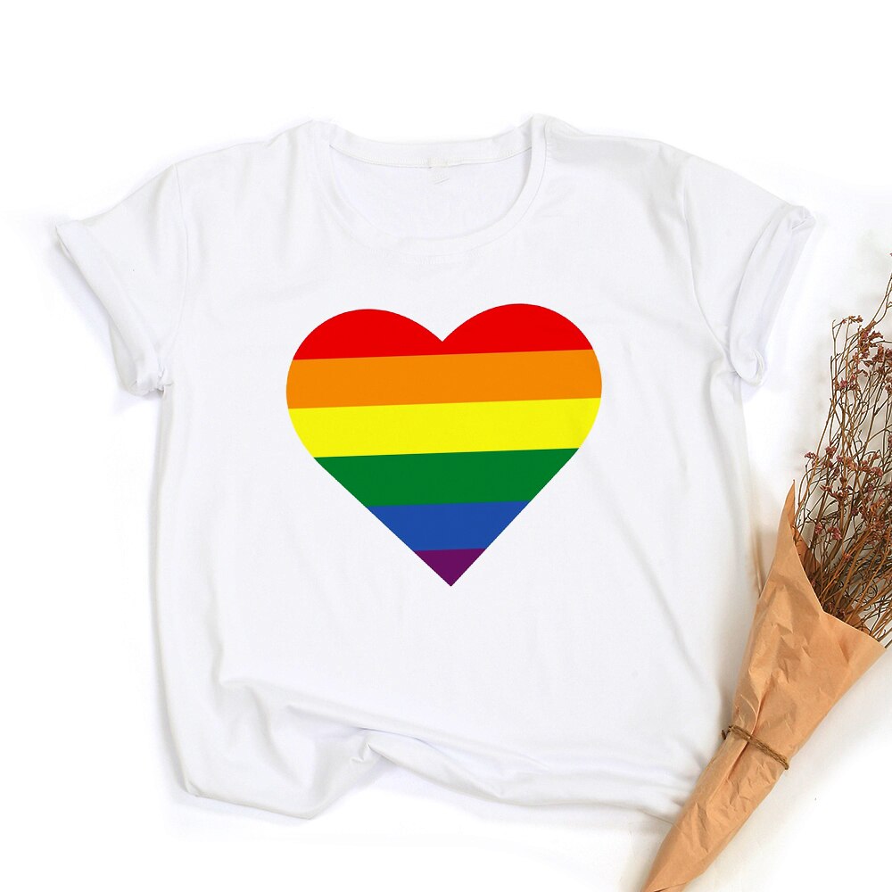 Tęczowa koszulka z grafiką Peace Love Equality | LGBT Pride Retro Summer Top