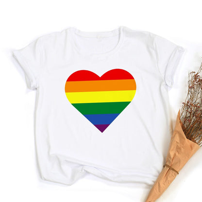 Tęczowa koszulka z grafiką Peace Love Equality | LGBT Pride Retro Summer Top
