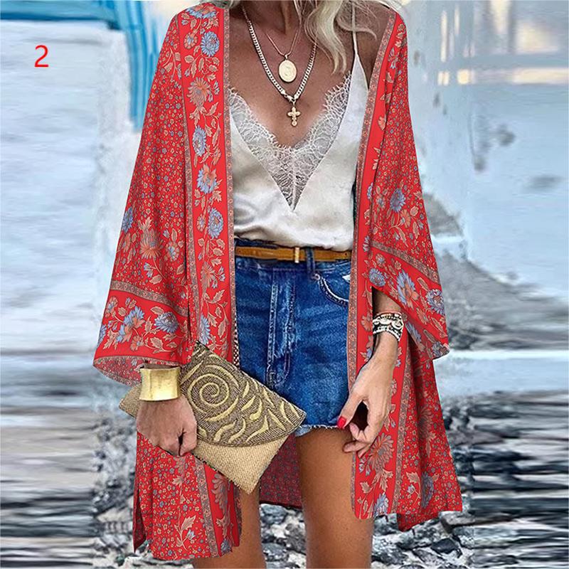 Bluzka w kwiaty Bohemian Casual Loose Beach