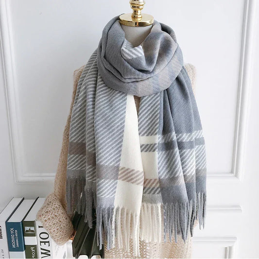 Szykowny szalik zimowy - Vintage Plaid Pattern dla kobiet