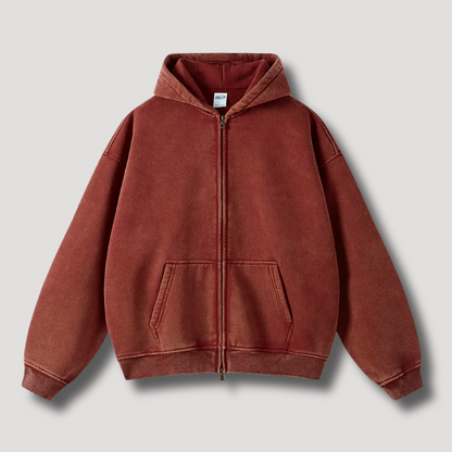 Timo - Bluza z kapturem na suwak w spranym stylu vintage