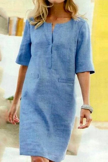 Sylvie - vestidos sencillos de algodón con mangas cortas