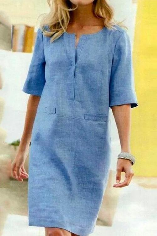 Sylvie - vestidos sencillos de algodón con mangas cortas