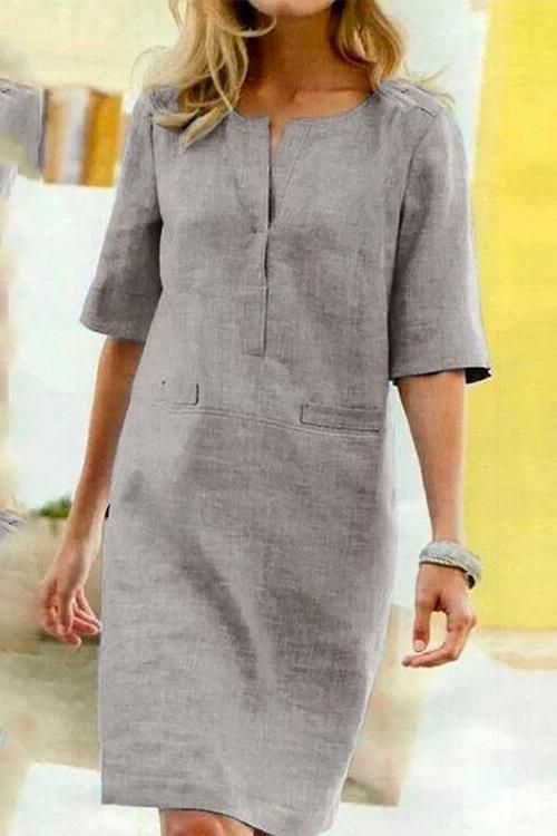 Sylvie - vestidos sencillos de algodón con mangas cortas