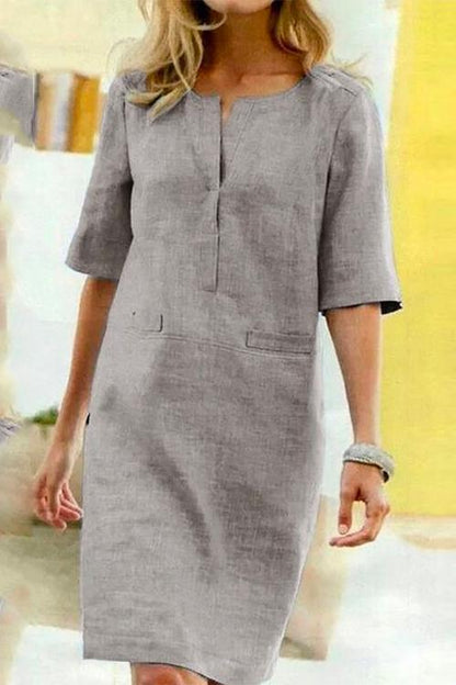 Sylvie - vestidos sencillos de algodón con mangas cortas