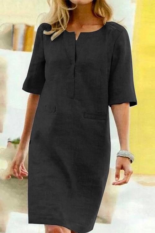 Sylvie - vestidos sencillos de algodón con mangas cortas