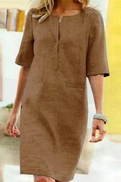 Sylvie - vestidos sencillos de algodón con mangas cortas