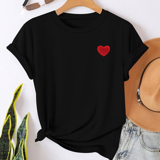 T-shirt - nadruk w kształcie serca i okrągły dekolt dla wygody
