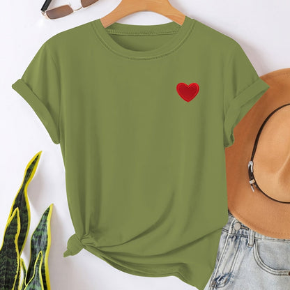 T-shirt - nadruk w kształcie serca i okrągły dekolt dla wygody