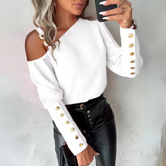 Therese - Elegancka bluzka biurowa z rękawami zapinanymi na guziki