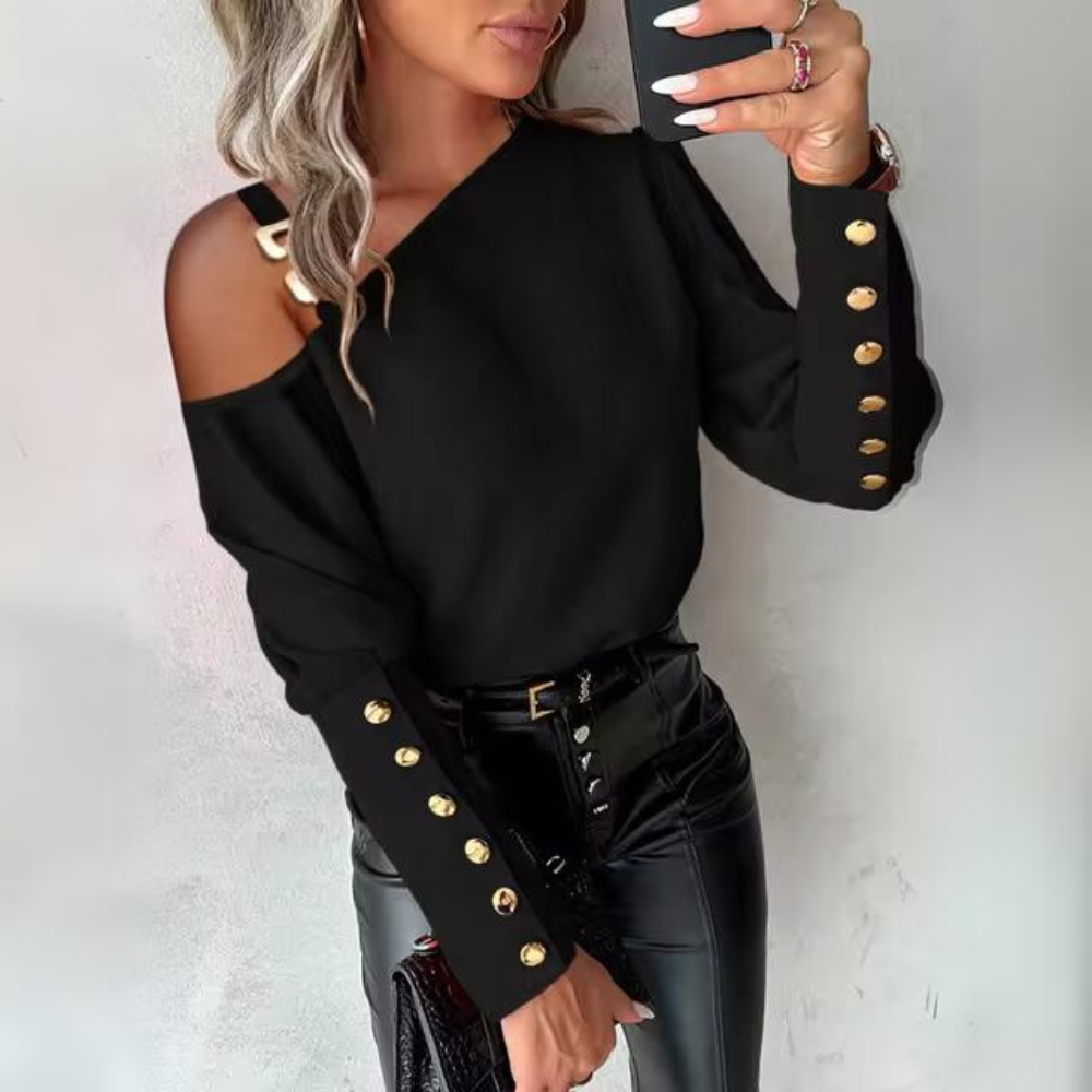 Therese - Elegancka bluzka biurowa z rękawami zapinanymi na guziki