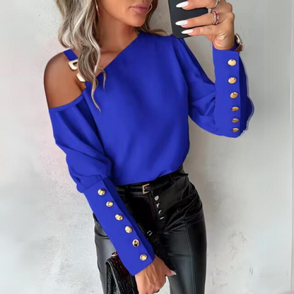 Therese - Elegancka bluzka biurowa z rękawami zapinanymi na guziki