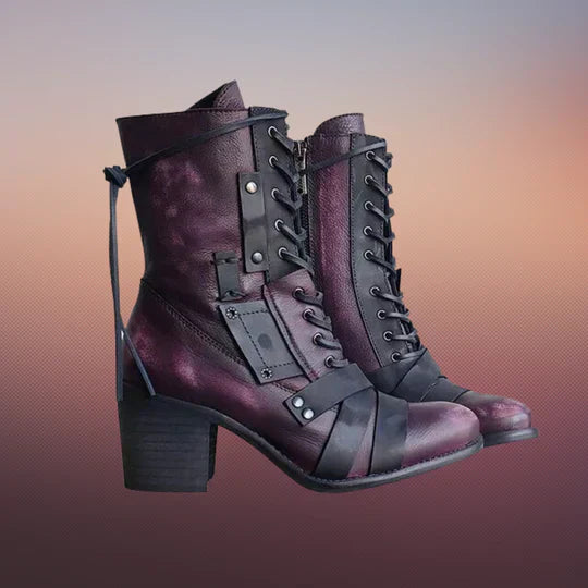 Emma - Dzikie buty motocyklowe retro z grubą podeszwą