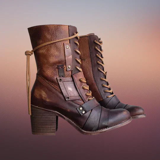 Emma - Dzikie buty motocyklowe retro z grubą podeszwą