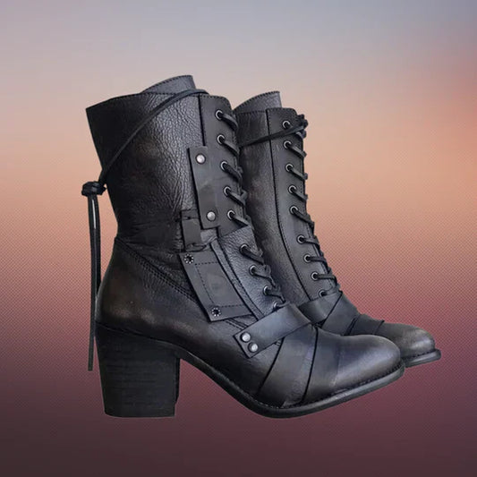 Emma - Dzikie buty motocyklowe retro z grubą podeszwą