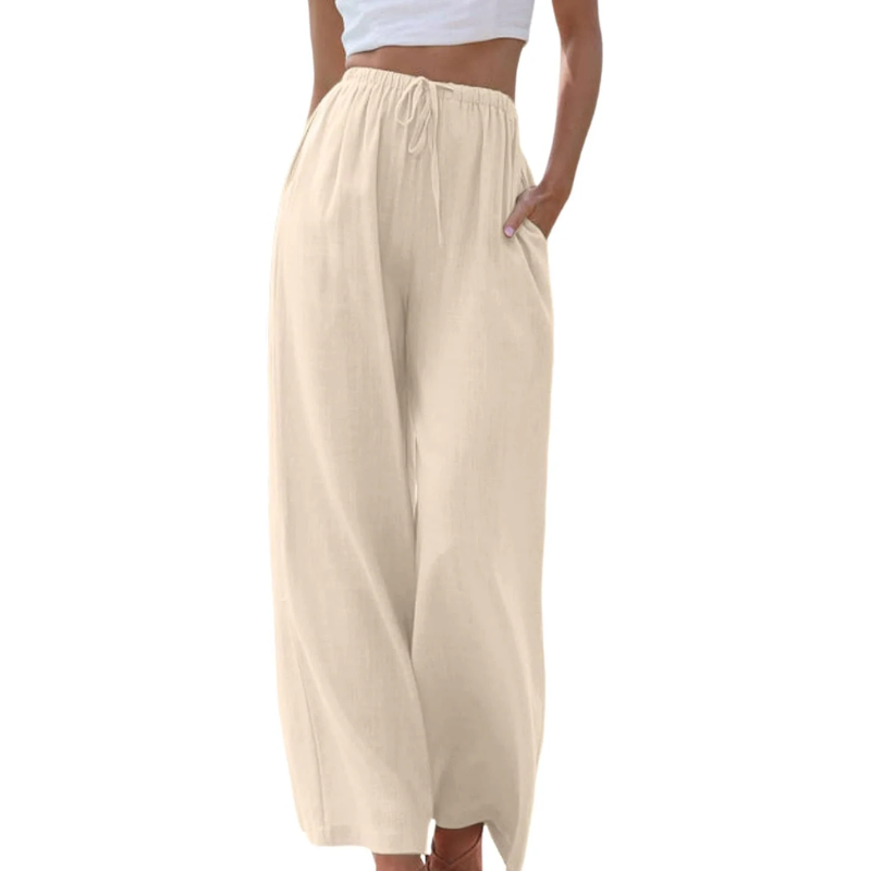 Mila | Szerokie spodnie ze sznurkiem | Casual Comfort | Przewiewna wiskoza