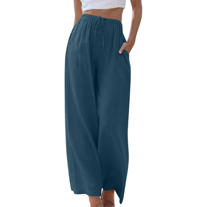Mila | Szerokie spodnie ze sznurkiem | Casual Comfort | Przewiewna wiskoza