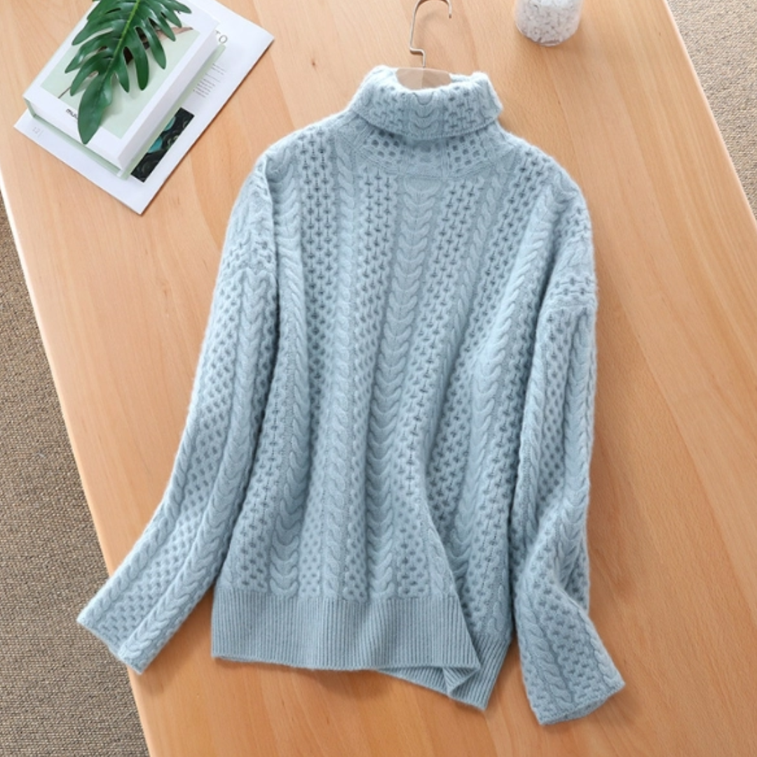 Zimowy sweter z dzianiny z golfem dla kobiet