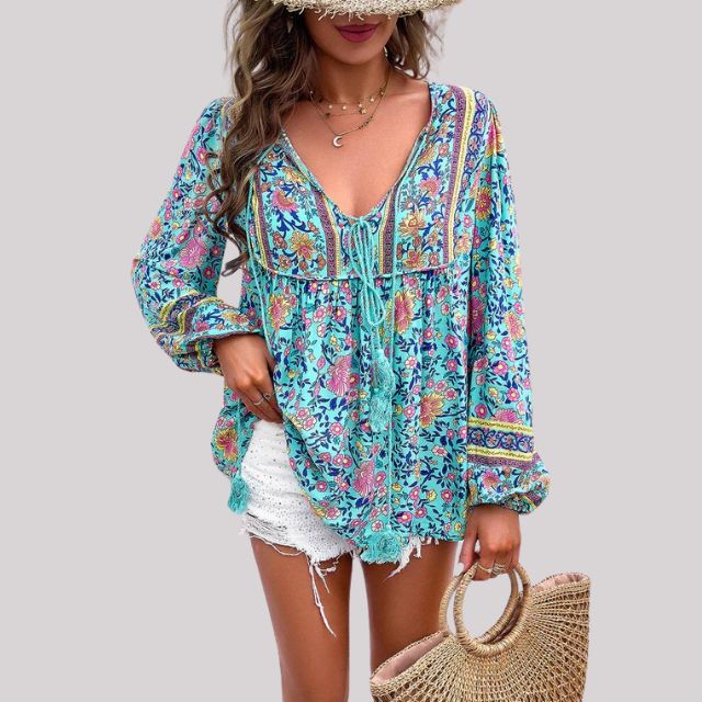 ByJules - Bluzka w stylu boho z wzorem paisley