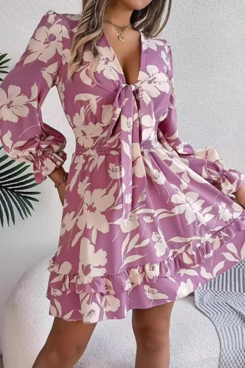 Krótka sukienka Zinnia | Ruffles Bowknot A-Line