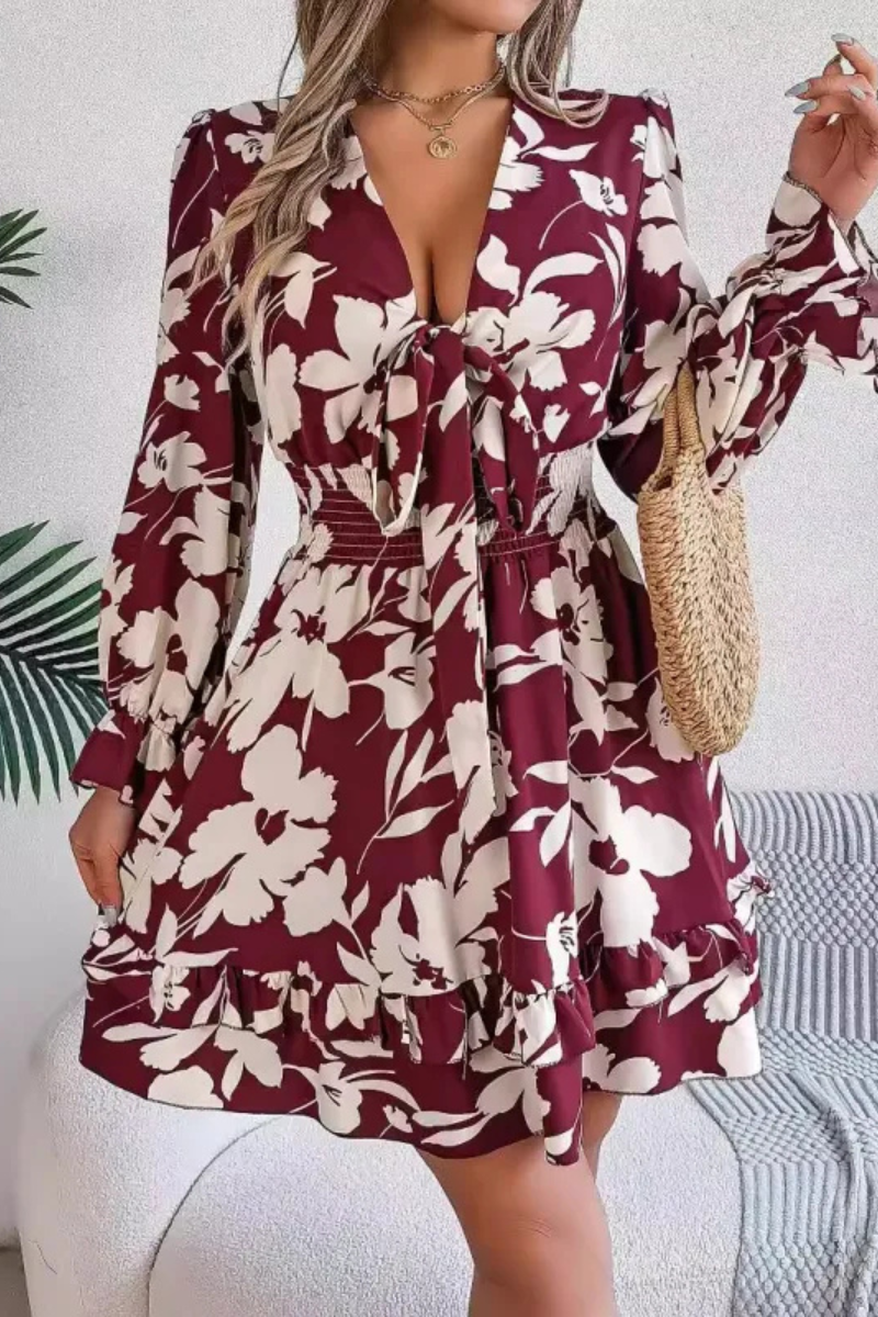 Krótka sukienka Zinnia | Ruffles Bowknot A-Line