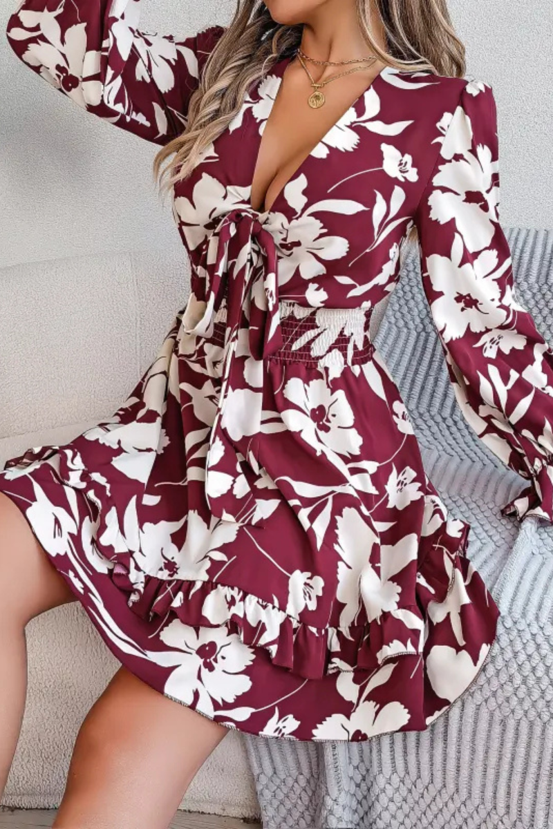 Krótka sukienka Zinnia | Ruffles Bowknot A-Line