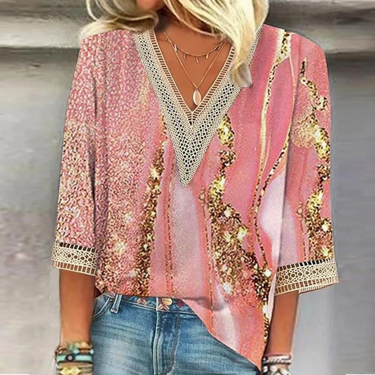 Letnia bluzka Luna | Boho-Chic V-Neck