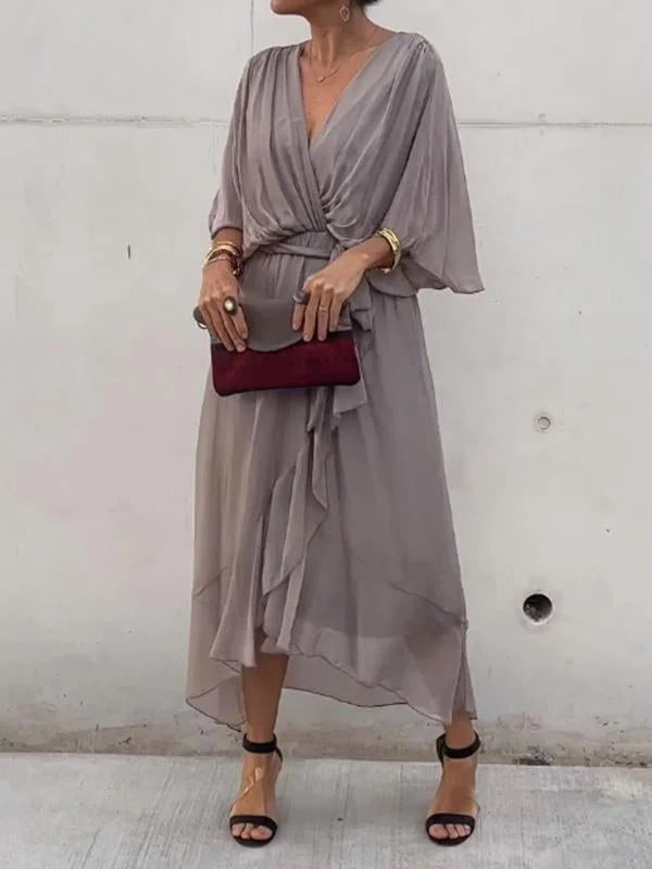 Keira - Elegancka i stylowa szyfonowa sukienka z dekoltem V