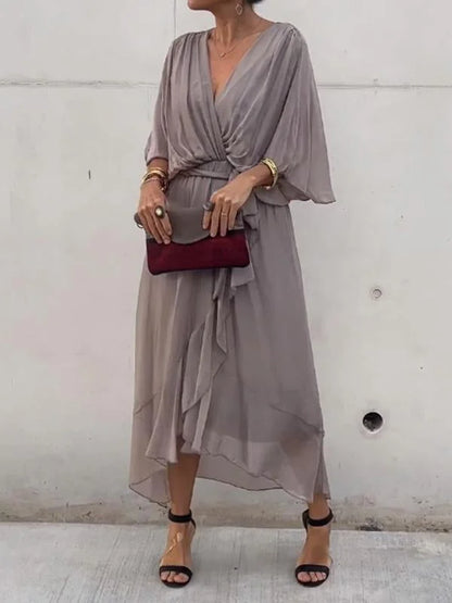 Keira - Elegancka i stylowa szyfonowa sukienka z dekoltem V