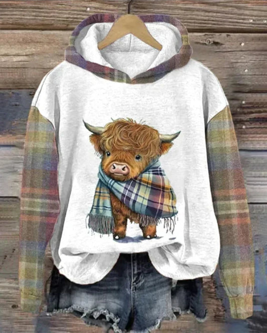 Sweter z kapturem z nadrukiem zwierzęcym