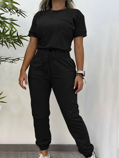 Heidi Fashion - Casualowy jesienny dwuczęściowy zestaw joggerów i topu dla kobiet