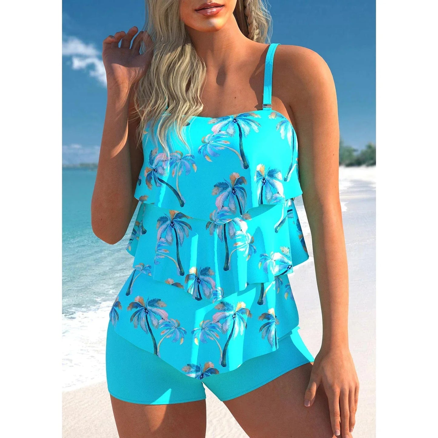 Ami - Stylowe niebieskie tankini