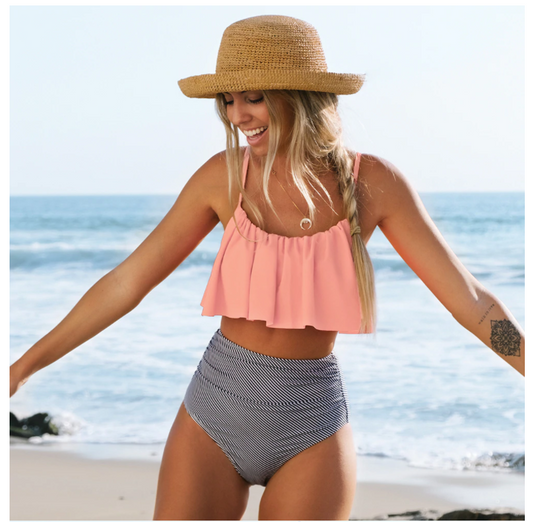Bikini Belle Mae | Kolorowe bikini z falbankami