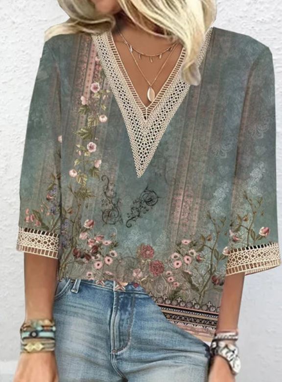 Letnia bluzka Luna | Boho-Chic V-Neck