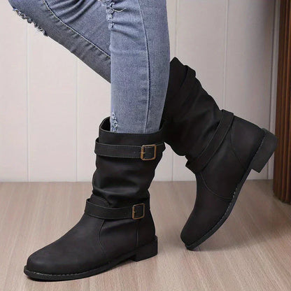 Kasha - westernowe buty za kostkę z zapięciem na klamrę dla kobiet