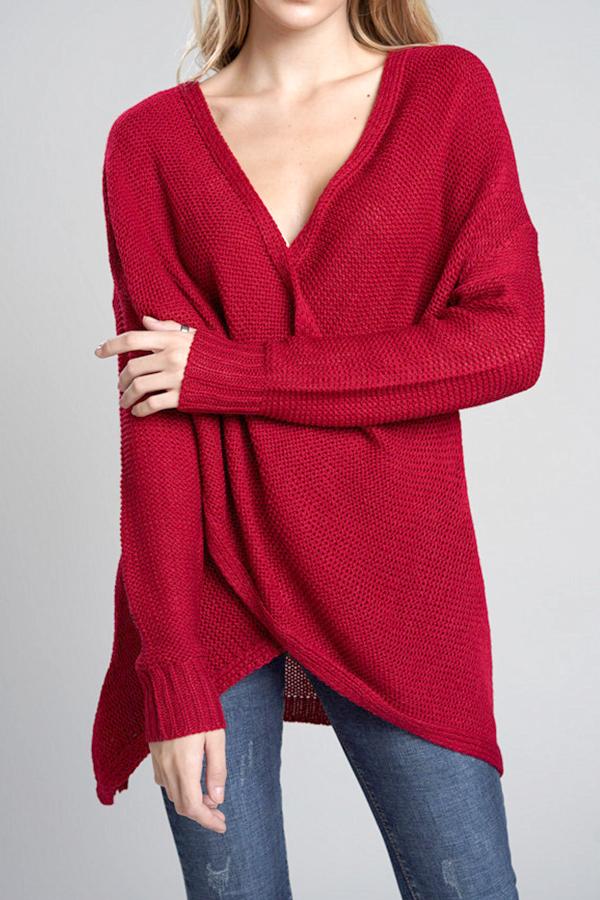 Sweter damski z dekoltem w serek