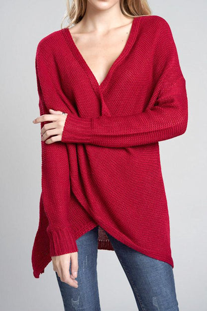 Sweter damski z dekoltem w serek