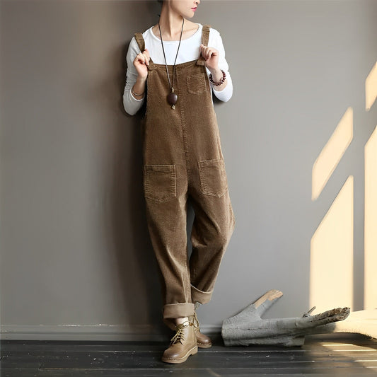 Mara - Aksamitne ogrodniczki damskie w stylu retro idealne na wiosnę