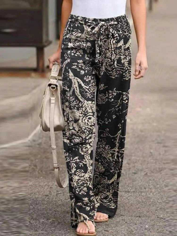 Spodnie z szerokimi nogawkami - Casual Chic - Premium Cotton Blend - Idealne na lato